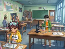 Panel 1 of "The Secret Above the City", an AI-generated anime comic