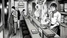 Panel 1 of "The Last Bowl", an AI-generated manga comic