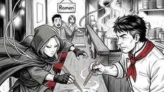 Panel 3 of "The Last Bowl", an AI-generated manga comic